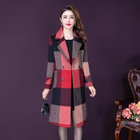 plaid cashmere coat womens mid length high end fashion woolen temperament outerwear