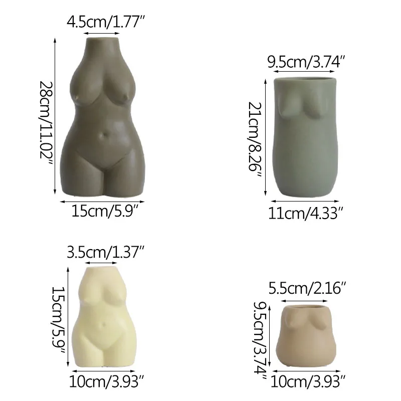 

Human Body Shaped Vases Female Nude Manual Abstract Dried Flower Pot Home Decoration Body Art Sculpture Flower Arrangement Gift