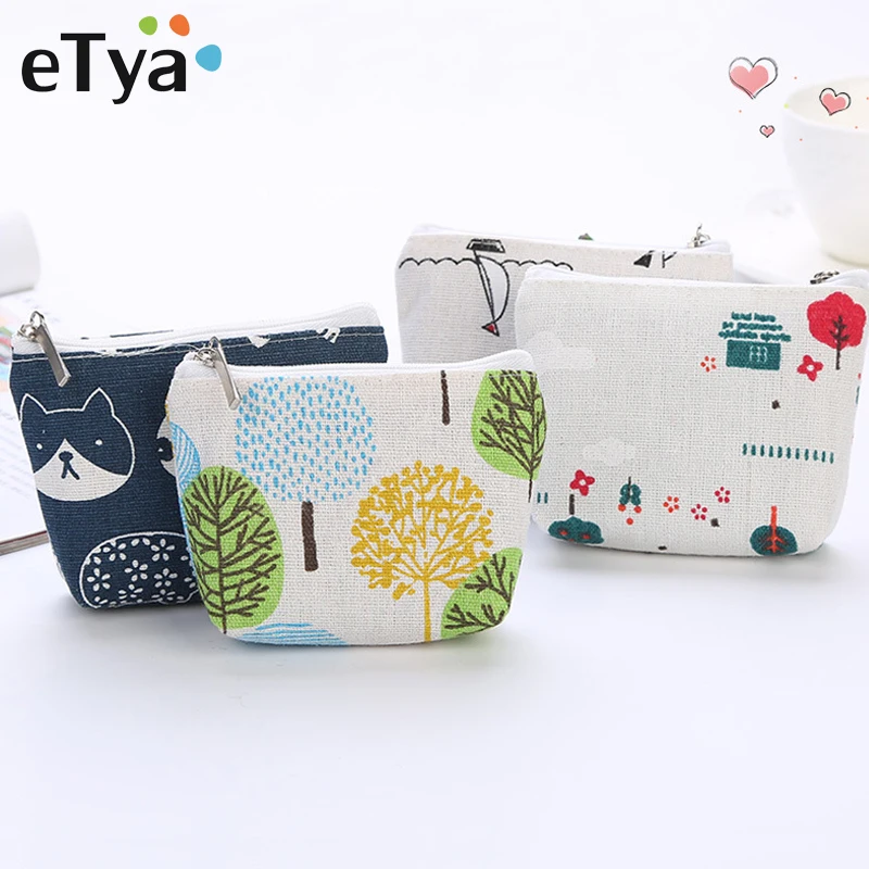 ETya, модный холщовый кошелек, для карт, для ключей, для монет, мини кошелек, сумка, для женщин, детей, маленькая, на молнии, кошелек для монет, держатель для карт, кошелек