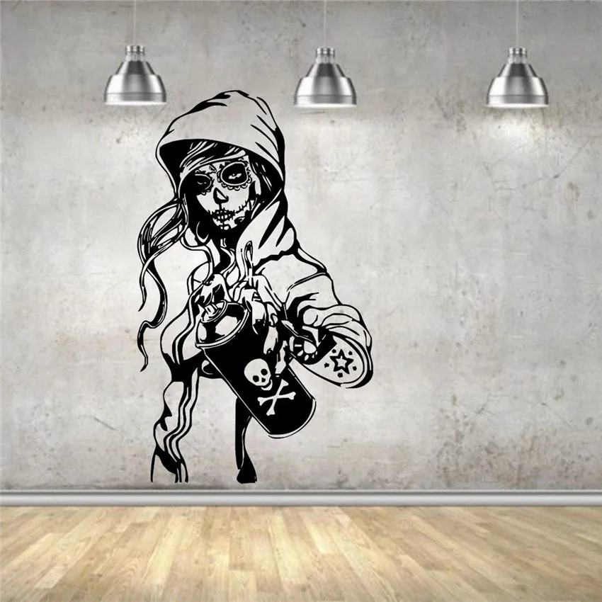 

Wall Sticker Mural Decal Vinyl Decor Candy Sugar Skull Graffiti Girl Cartoon living Art Decor Wall Decals Wall Sticker