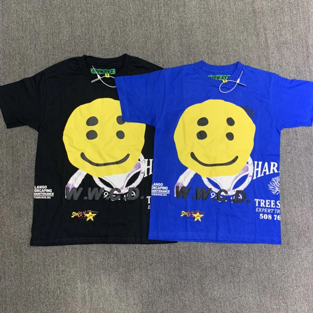 

CPFM.XYZ W.W.C.D T Shirt Men Women Smiley Multi Element Stereo T-shirt Fashion Printed Short Sleeve CPFM.XYZ Kanye Tshirt