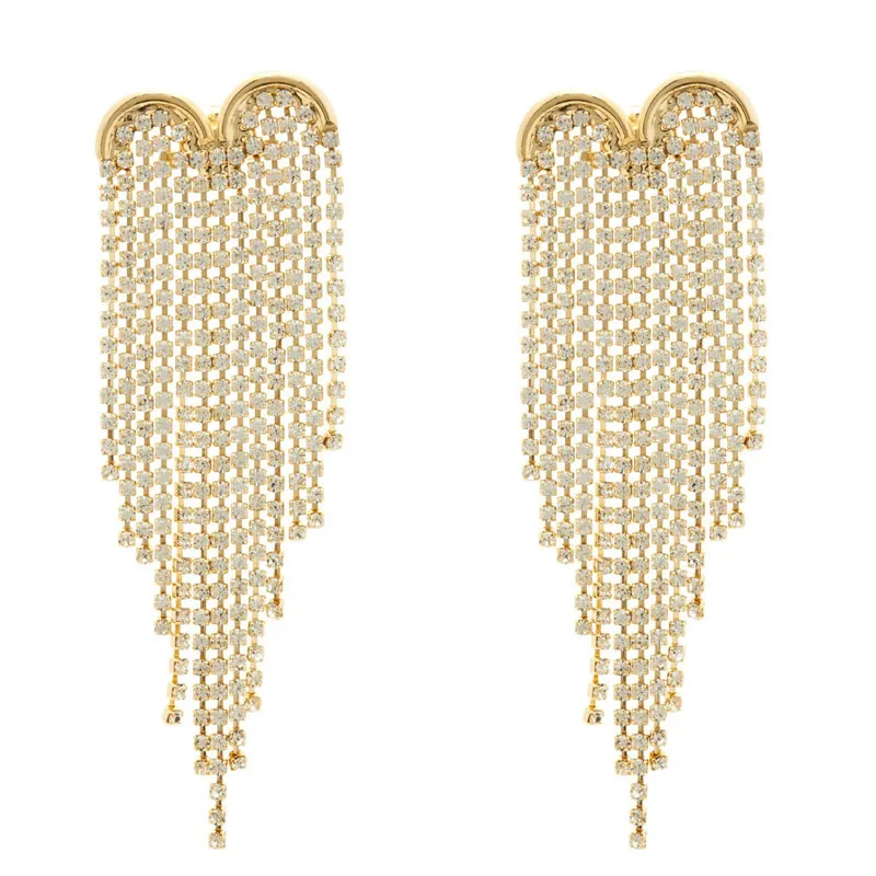 

New metal long heart-shaped tassel earrings Europe and America exaggerated personality earrings Joker female earrings tide