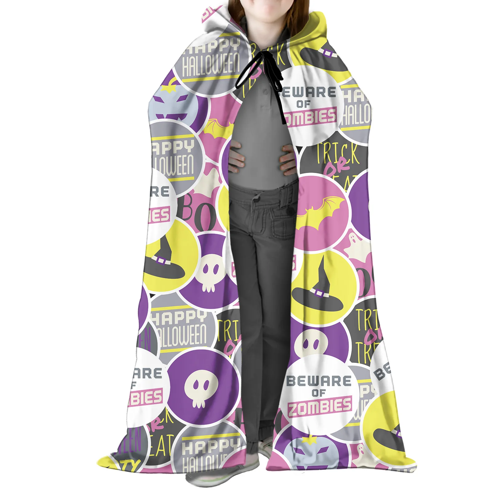

Pumpkins Skeletons Bats Pattern Cloaks Capes Robe Larp Vampires Grim Reaper Party Custom Children's Halloween Capes Kid Ghosts