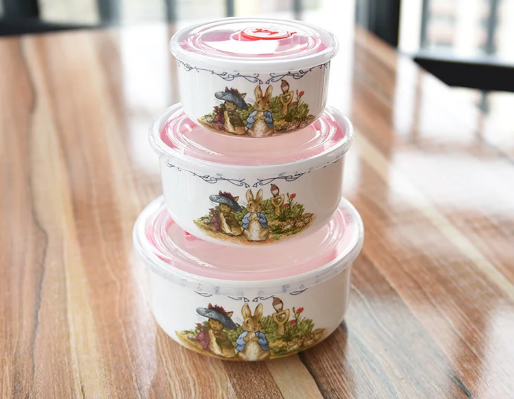 Питер посуда с кроликами Tureens свежий салатник костяного фарфора сохраняет свежесть уплотнительная крышка для ланча бэнто коробка пищевые контейнеры для приготовления пищи
