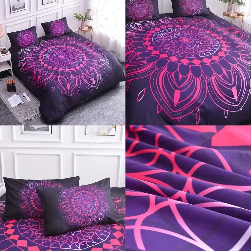 Комплект постельного белья с рисунком мандалы пододеяльником постельное белье