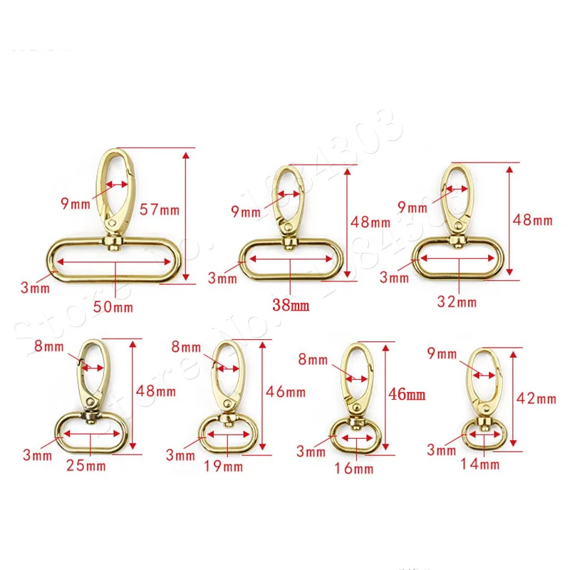 10pcs 16/20/25/32/38mm Metal Snap Hook Lobster Clasp Collar Carabiner Belt Buckles DIY KeyChain Bag Part Accessories 5 Size Pick | Дом и сад
