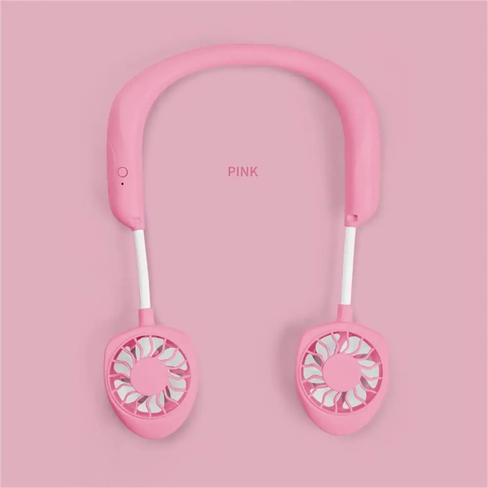 Pink Мини портативный вентилятор USB 1200 мАч перезаряжаемый шейный ремешок ленивый шейный подвесной стиль двойные Охлаждающие вентиляторы гаджет Inteligente# GT10 - Цвет: Pink