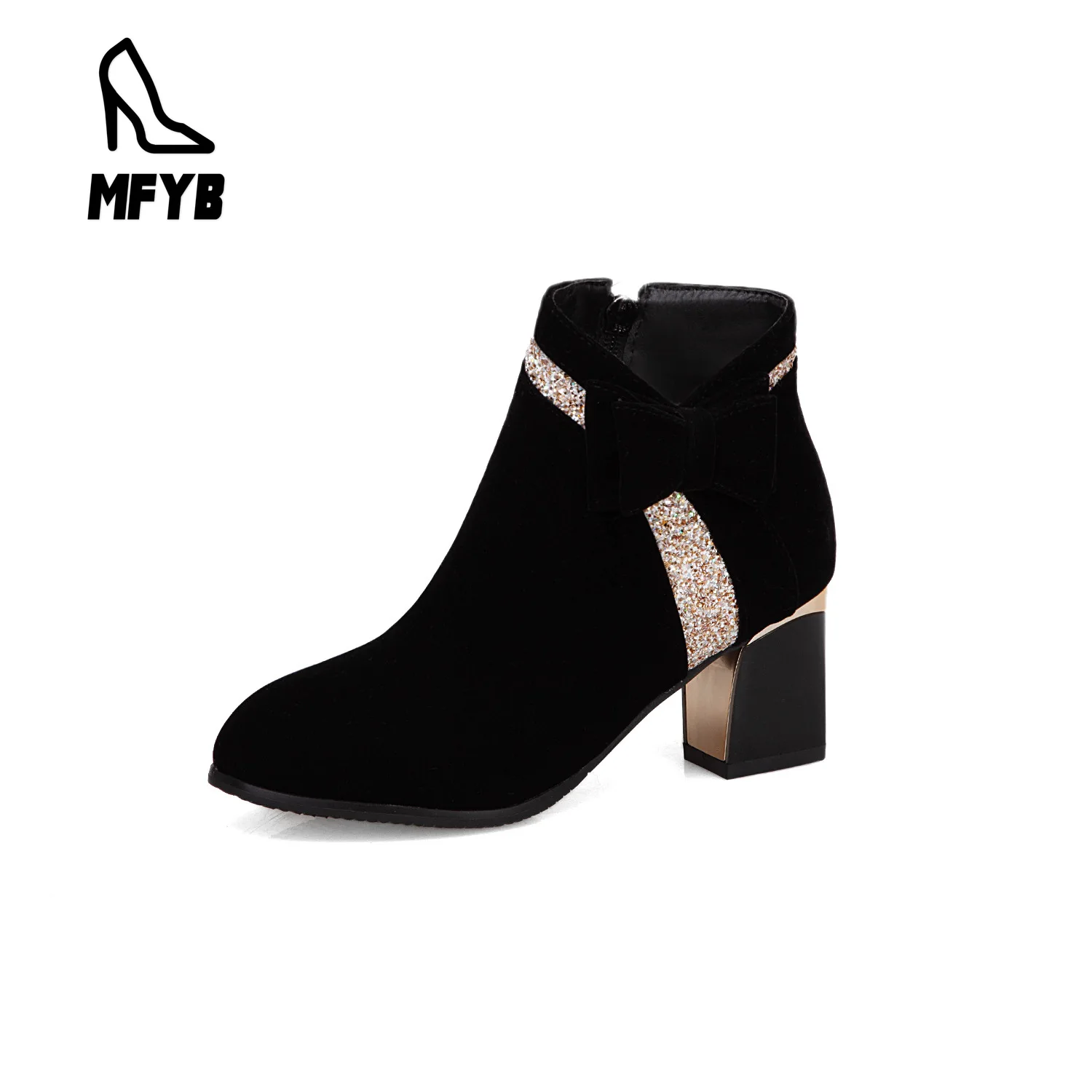 MFYB/женские ботинки 2019 г. Зимняя Новая модная женская обувь на высоком каблуке