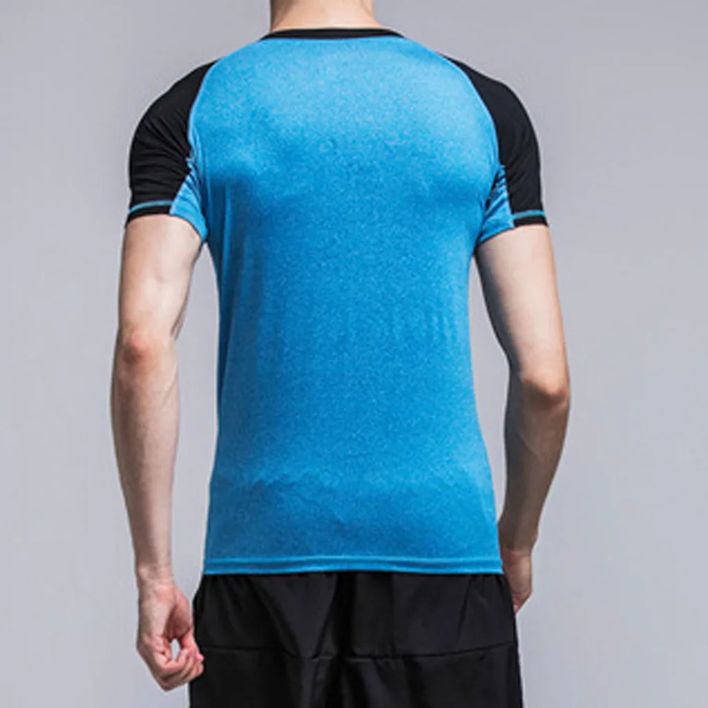 Мужские футболки для бега Feitong мужские лоскутные быстросохнущие спортивные с