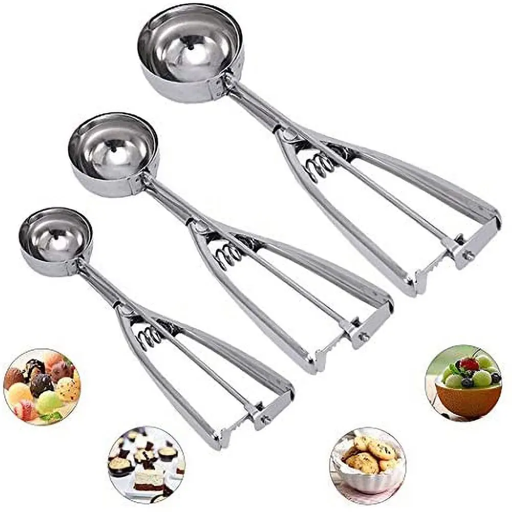

Stainless Steel Ice Cream Scoop Scooper with Trigger Release Large/Medium/Small Cookie Scooper for Baking Cookie Scoop