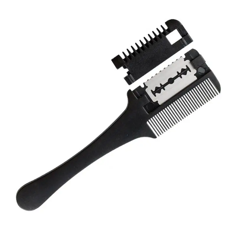 1 шт. расческа для стрижки волос с черной ручкой щетки бритвой резки истончение