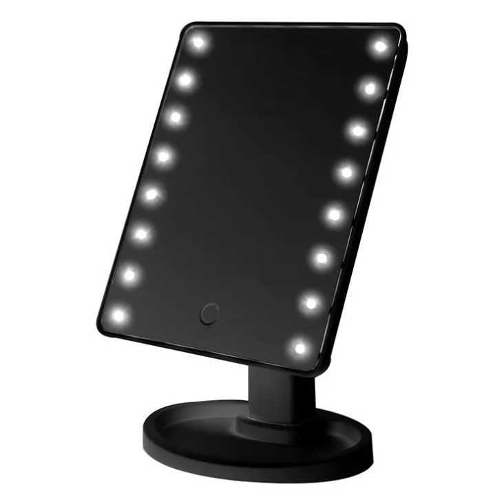 16LED Black Свет полосы с обеих сторон 22 светодиодный свет Сенсорный экран зеркало для макияжа 1X 10X яркий 180 градусов Регулируемый USB или батареи Применение - Испускаемый цвет: 16LED Black