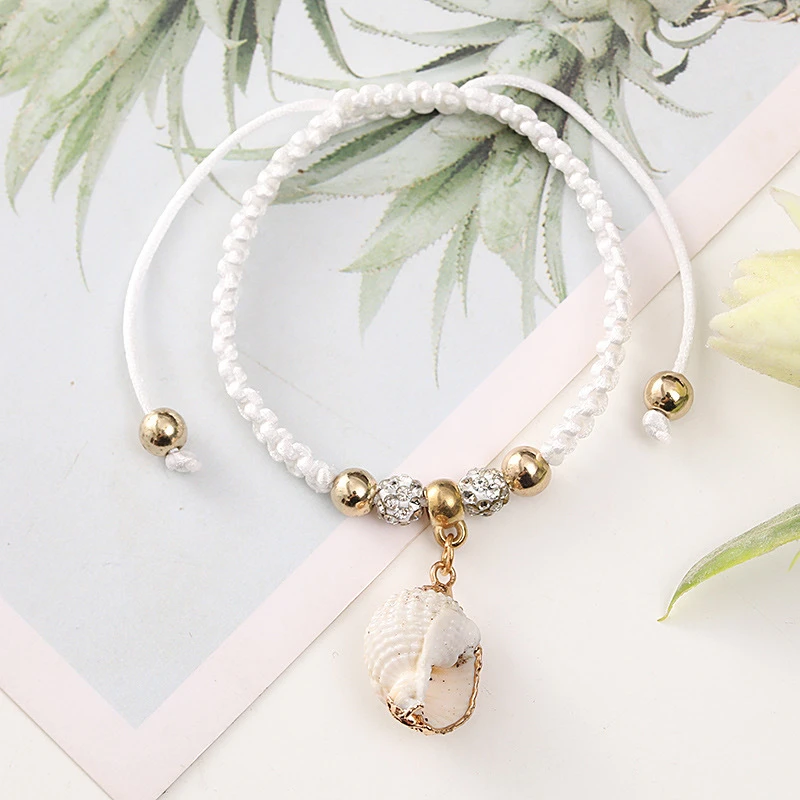 

Retro Fashion Aesthetic Rope Bracelets For Women Girls Colorful String Conch Bracelets Gifts Charm Bohemia Holiday Jewelry Dress
