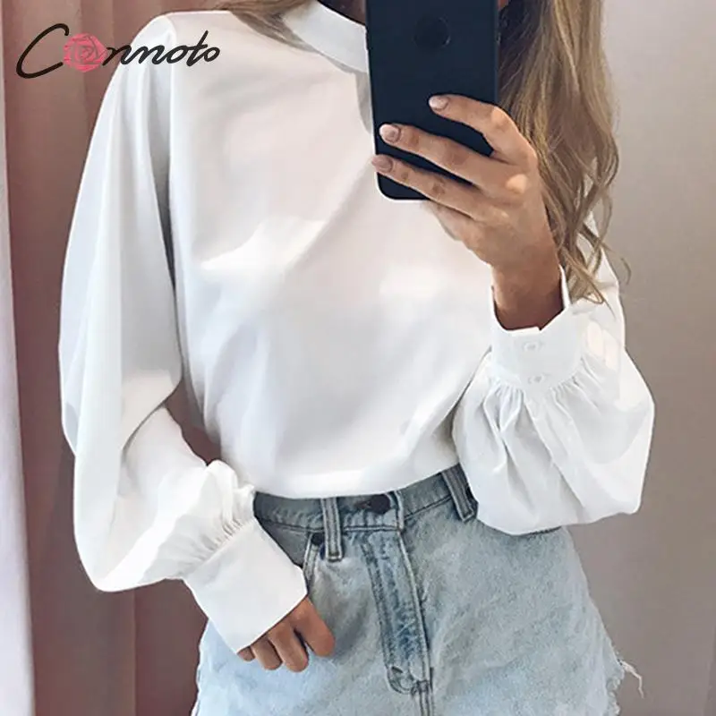 Conmoto белые винтажные Клубные блузки женские атласные с черепашками рубашки