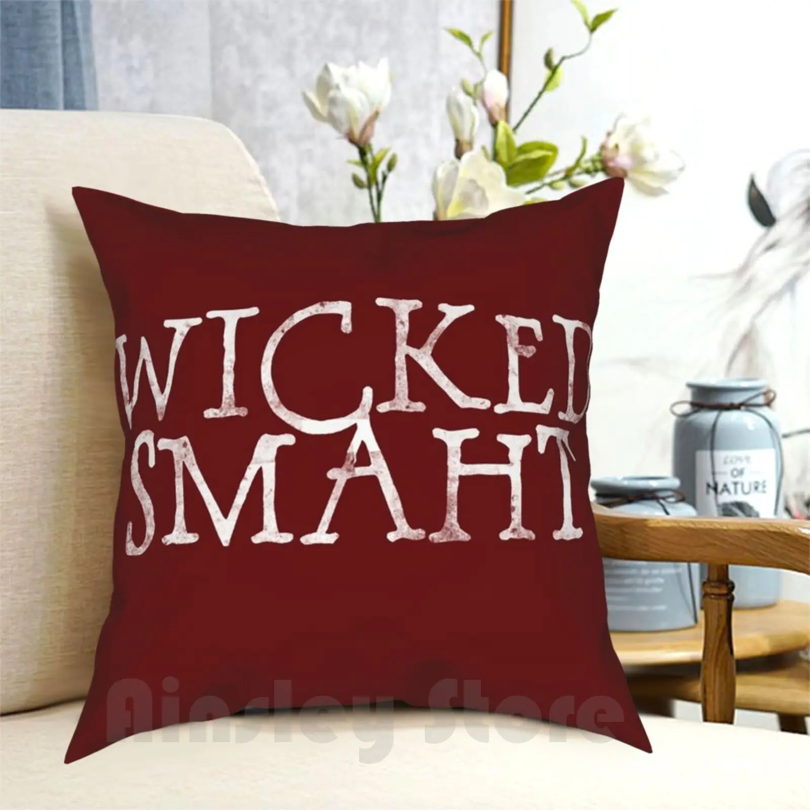 

Wicked Smaht Pillow Case Printed Home Soft Throw Pillow Wicked Smaht Boston Smart Intelligent Massachusetts Parody Funny