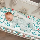 100% Органическая хлопковая натяжная простыня для детской кроватки, мягкая яркая Защитная Эластичная простыня, мультяшное постельное белье для новорожденных 130*70 см