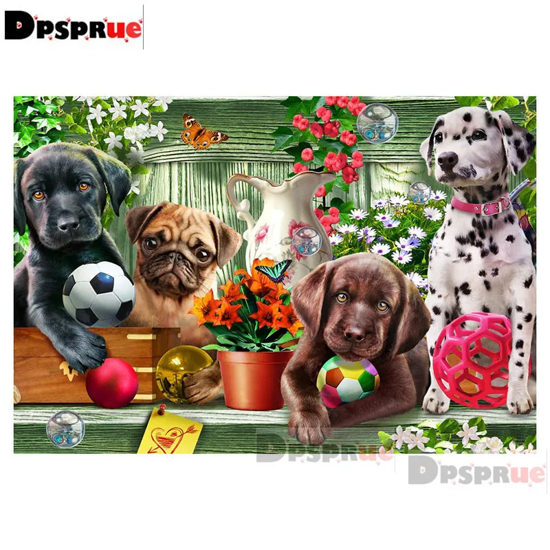 

Dpsprue Full Square/Round Diamond Painting Cross Stitch Animal Dog Diamond 3D Embroidery DIY 5D Moasic Christmas Gift