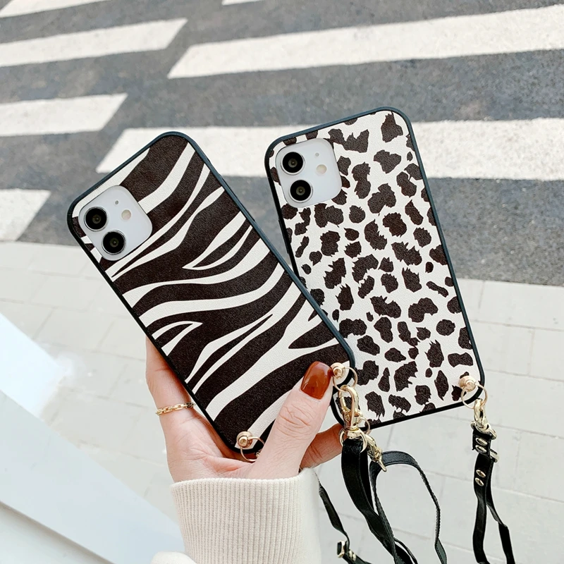 fashion luxury leopard phone case for samsung a31 a41 a51 a71 a10 a20 a30 a40 a50 a60 a70 a80 lanyard neck strap cord rope cover free global shipping