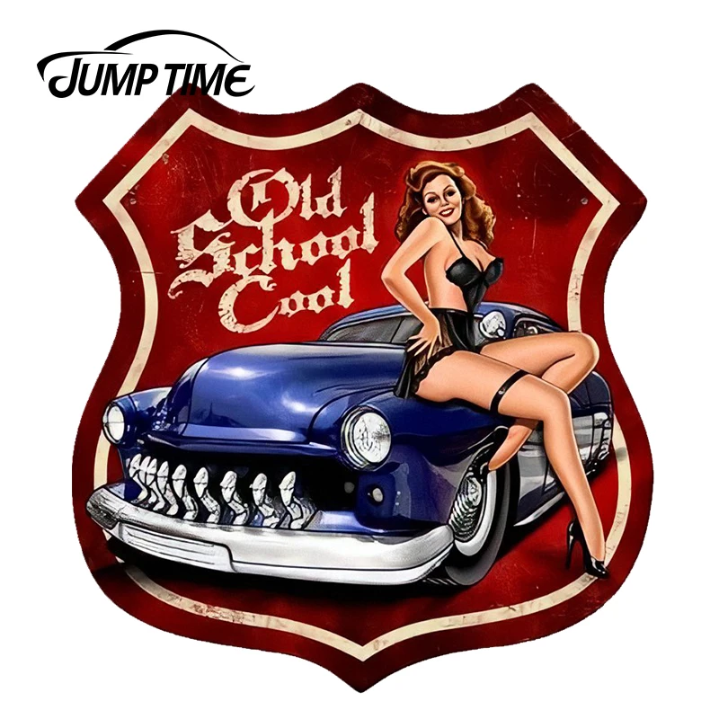 

JumpTime 13cm x 12.3cm Cool Vintage Sexy Pin up Girl Car Stickers JDM Window Bumper Decal 3D Car Styling Accessories