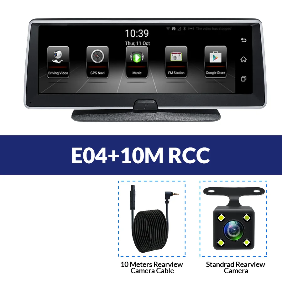 E04-10M RCC E-ACE E04 8 дюймов Автомобильный видеорегистратор камера Android 4G dvr gps навигатор ADAS автомобильный рекордер 1080P HD видеорегистратор ночное видение камера заднего вида - Название цвета: E04-10M RCC