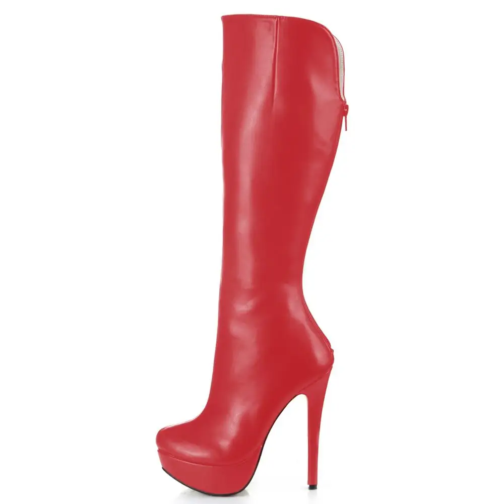 Пикантные женские вечерние туфли на высоком Высокая платформа Женские сапоги до