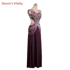 Женское платье для танца живота, юбка с бахромой и блестками, со стразами, профессиональная танцевальная одежда для взрослых