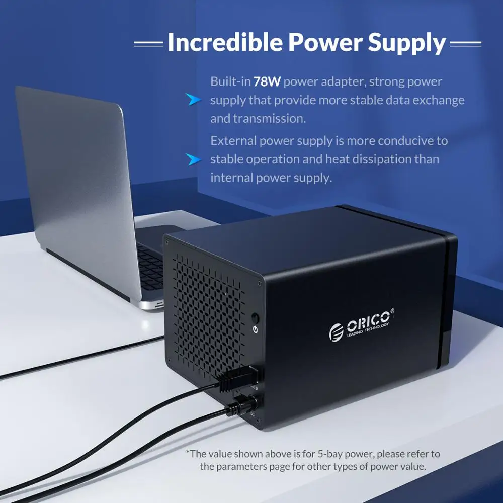 ORICO 5 Bay USB3.0 Hard Drive Enclosure with RAID,Transfer rate USB3.0 5Gbps,Support capacity up to 80TB,ORICO NS500RU3