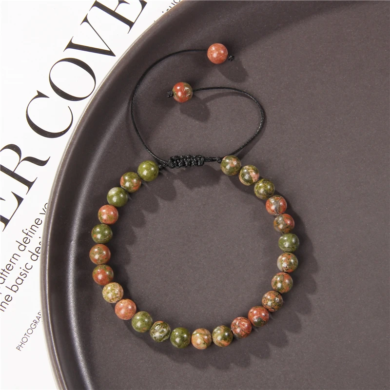 

Браслеты унисекс регулируемые из натурального камня, черного цвета, 6 мм