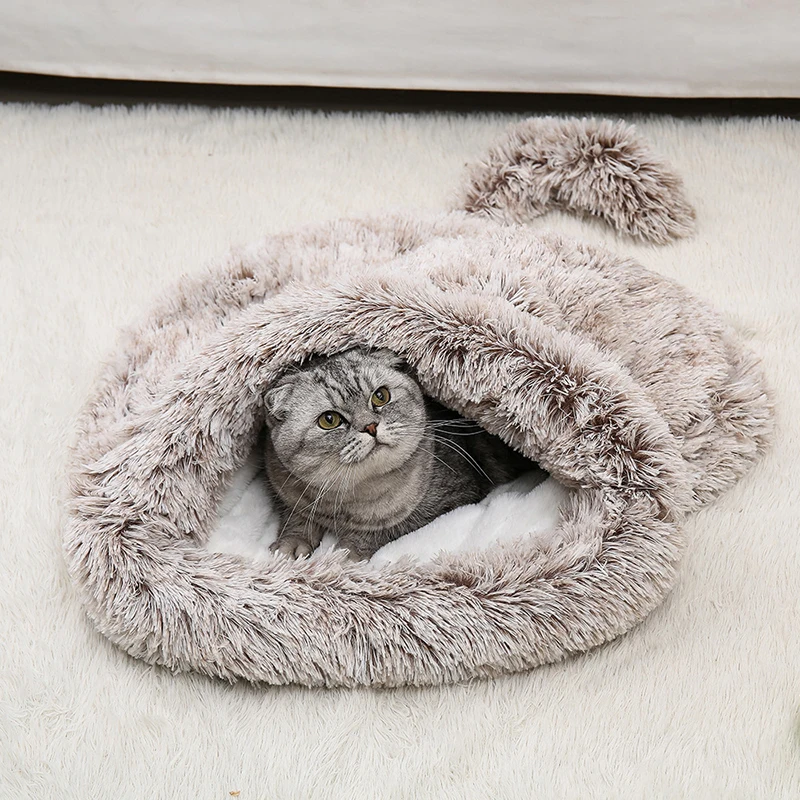 

Pet Nest Plush Warm and Windproof Closed Sleeping Bag In Autumn Winter, Luxury High-end Comfortable Mattress for Cats Dogs
