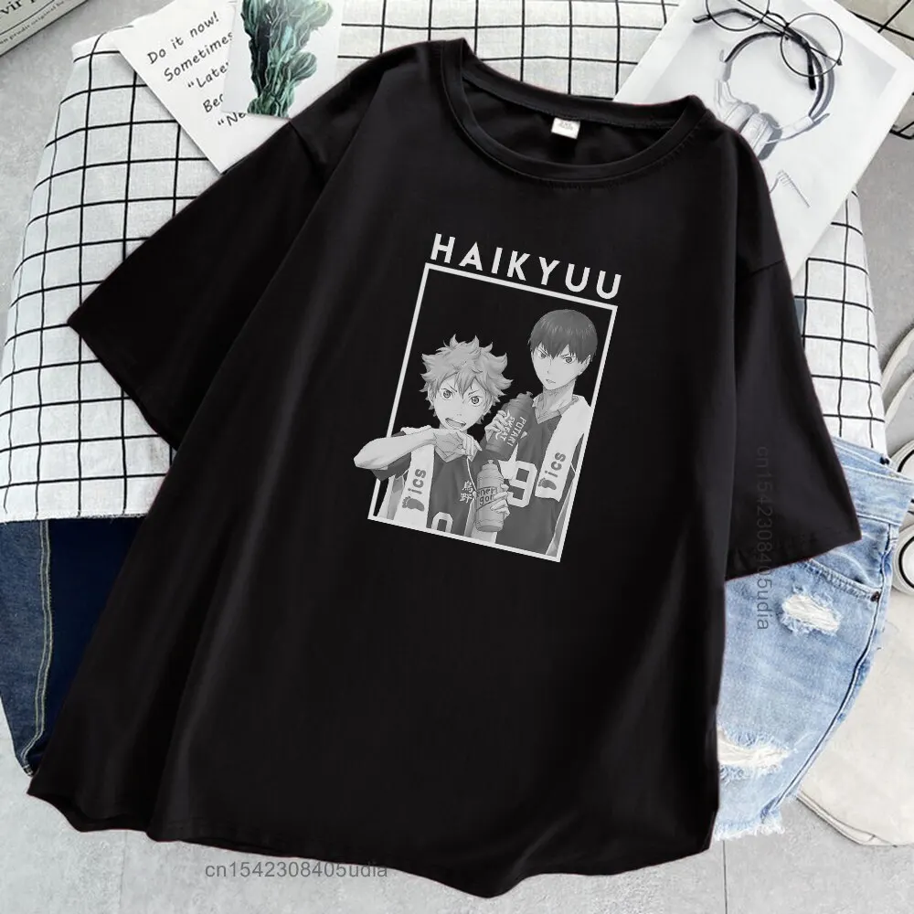 Hinata And Kageyama Haikyuu Printed Women Tee Shirt for Men Trendy T-Shirt Harajuku Cotton Tshirt Hip Hop Loose Women T Shirt