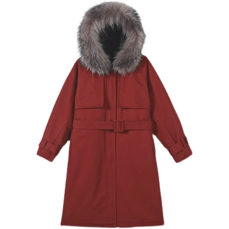 В наличии! Утолщенная длинная парка из 2021 кроличьего меха | Женская одежда