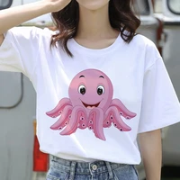funny octopuss cartoon t shirt women graphic tee shirt femme t shirt white tshirt summer tops round neck t shirts clothes