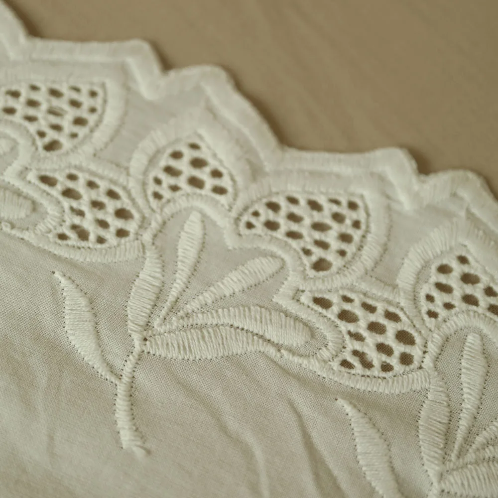 

5yards white embroidered cotton lace trimmings DIY water soluable embroidery ribbons and trims for sewing Home Craft supplies