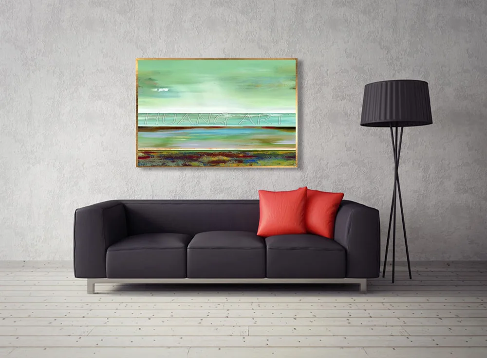 Абстрактная картина зеленого пейзажа ручной работы на холсте Ручная роспись