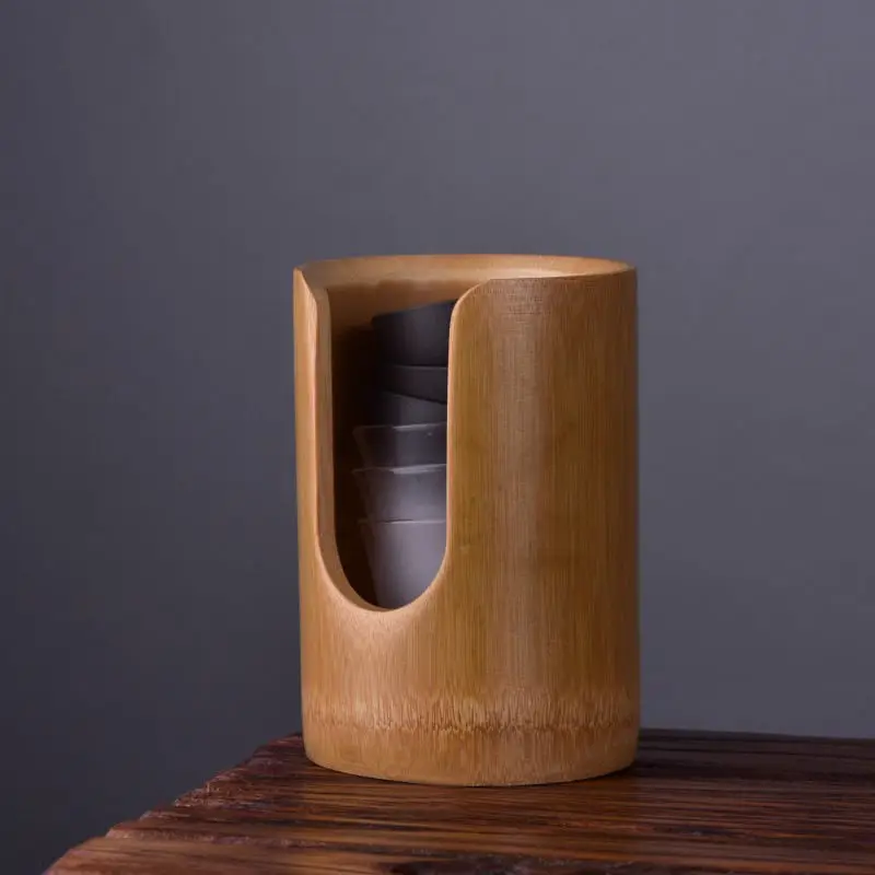 

Bamboo Teacup Storage Holder Japanese Style Mug Rack Teaware Organizer
