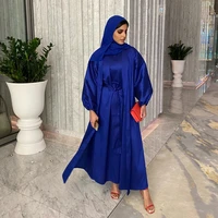 satin arabic abaya women muslim sets fashion kimono tunic inner dress hijab matching outfits dubai party kaftan ramadan