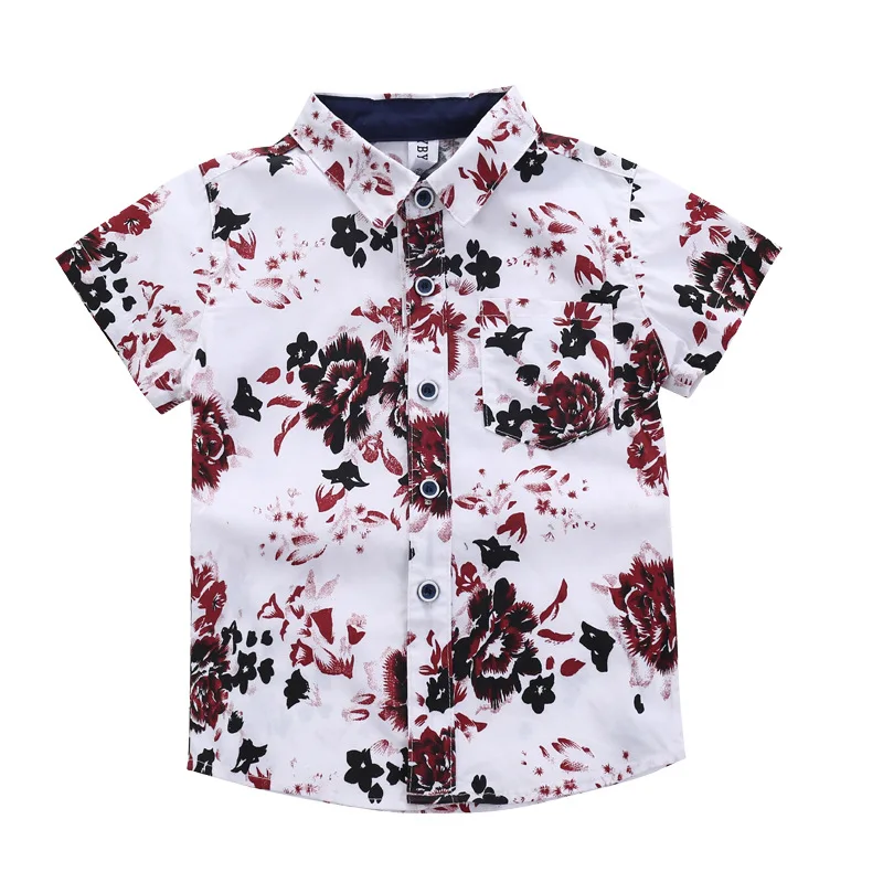 Детская рубашка с коротким рукавом 2020 модная детская одежда корейская рубашка с принтом детская одежда летняя рубашка для мальчиков