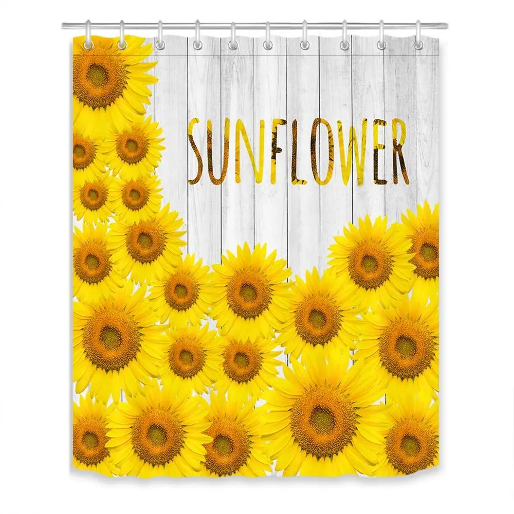 Водонепроницаемая шторка для душа занавеска из полиэстера с рисунком подсолнуха