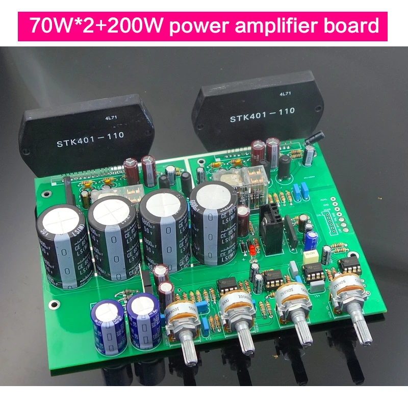 

70W*2+200W High Power Amplifier Board DIY AC12-33V STK401 HIFI Level Power Amplifier with Pre-amplifier Board 20-20KH