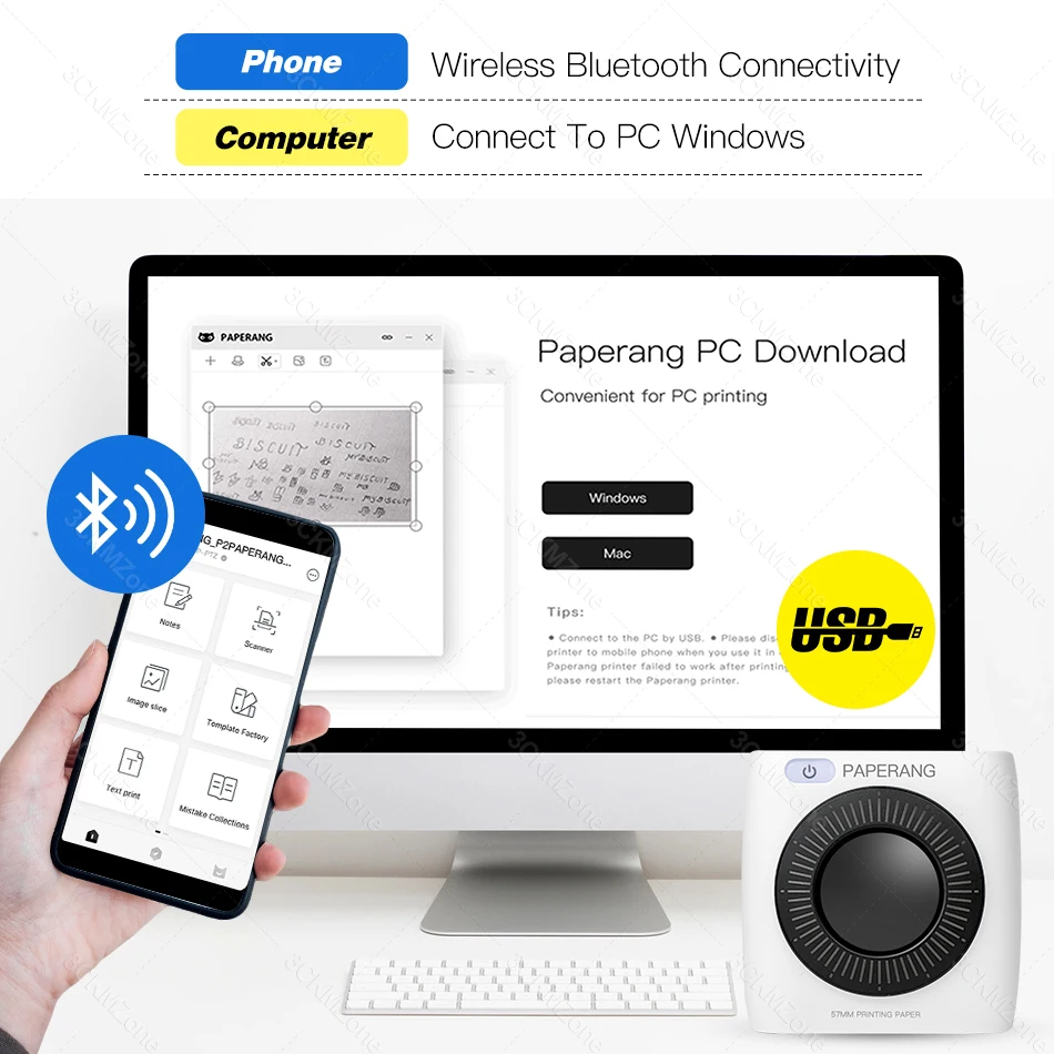 Карманный принтер PAPERANG P2 портативный Bluetooth для фото телефона беспроводное