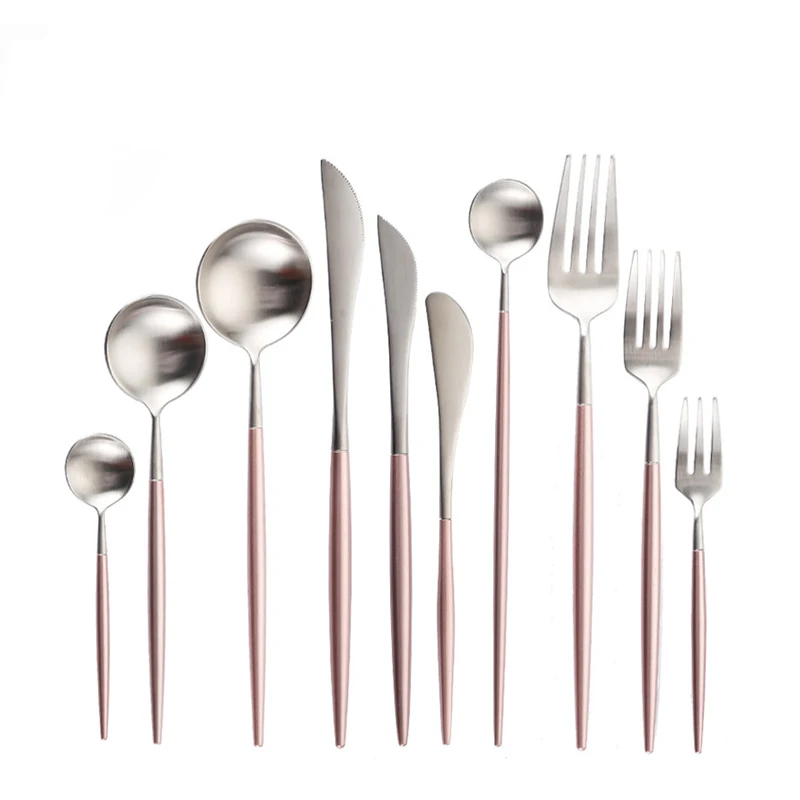 Набор столовых приборов из матового золота набор нержавеющей стали золотые