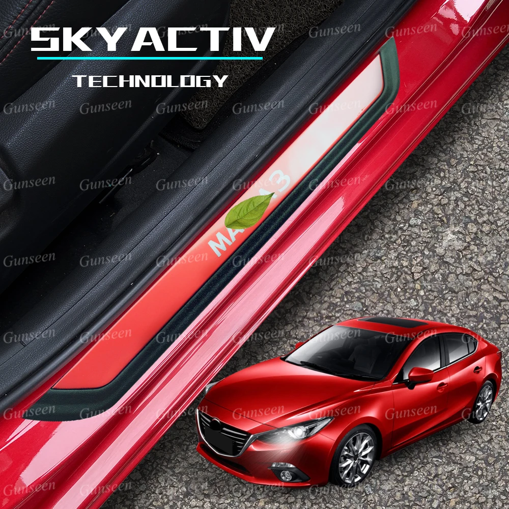 

For Mazda 3 Car Door Sill Pedal Trim 2020 2021 Auto Accessories Scuff Plate Protector Cover Threshold Styling Guard Stickers