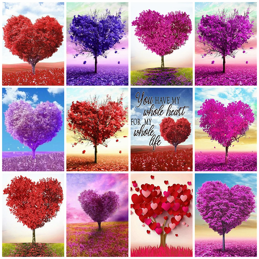 

HUACAN 5d алмазная живопись дерево мозаика крестиком пейзаж DIY Алмазная вышивка сердце настенный художественное ремесло