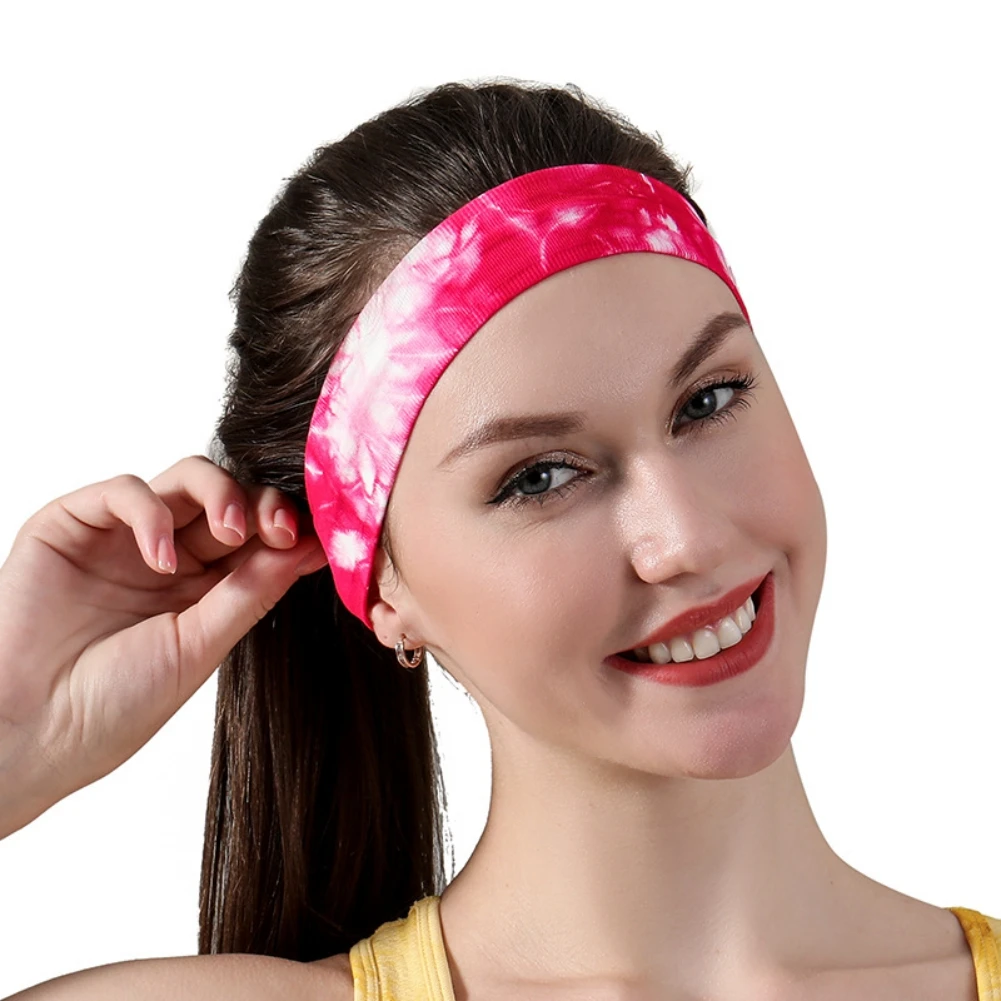 

2021 New Women Stretch Wash Elastic Absorbing Sweat Sports Headband Tie Dye Running Fitness Yoga Headwear Makeup Hair Sweatband