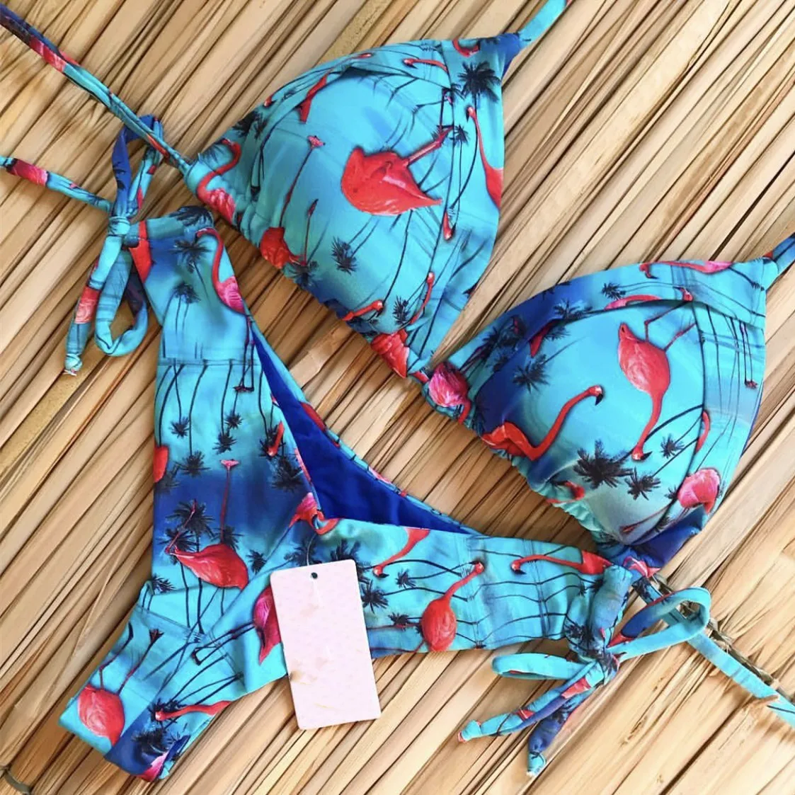 

Sexy Printed Bikinis Set Swimwear Women Swimsuit Bandage Halter Beach Wear Push Up Bathing Suits Female Brazilian Bikini Set
