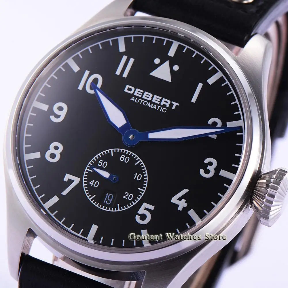 Мужские часы Debert с автоматическим механизмом, люминесцентным циферблатом и сапфировым стеклом, Топовый подарок, 42 мм.