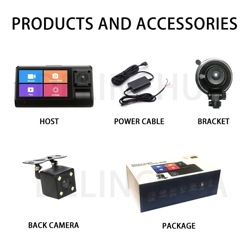 

DLC HD 3 Inch Touch Screen 3 Lens Camera Full HD 1080P Portable Night Vision Recorder DVR Dash Cam Rear View