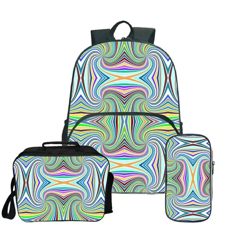 

Hypnotic Backpack 3Pcs/Set Students School Bag 3d backpacks 2021 New Fashion Rucksack Back to School Backpacks for Children