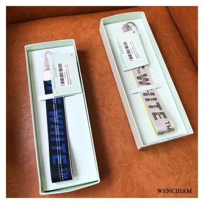 

OFF OW INDUSTRIAL Key Ring KEYCHAIN Ribbon Key Chain White Lanyard Pendant Trendy Decorative Key Chains