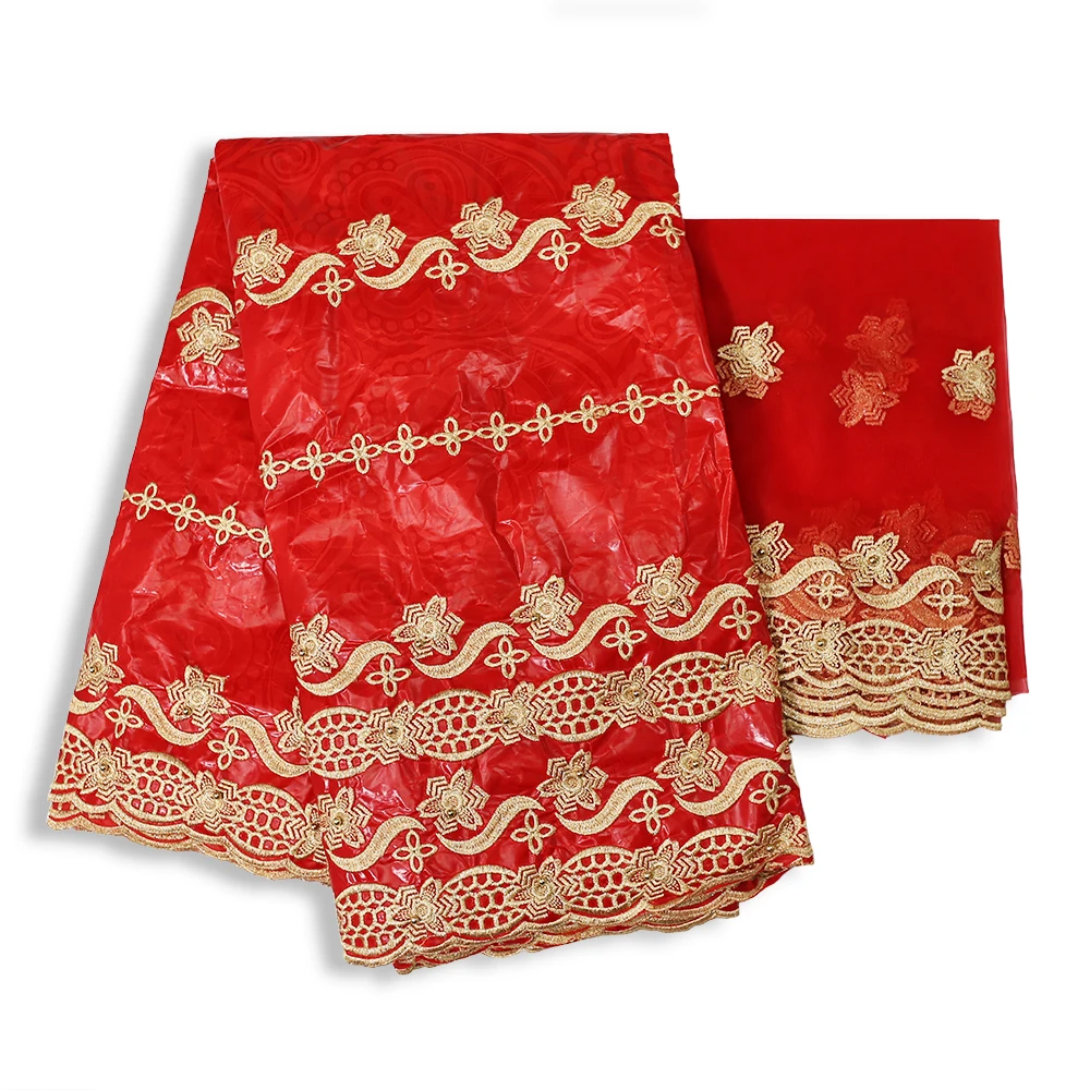 2020 Высокое качество Новый стиль Bazin Riche Brode с 2 ярдов Сетчатое кружево бисером